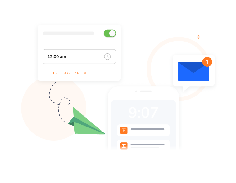 Lembrete de registro por notificações push e e-mail